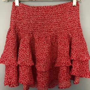 Never worn red floral mini skirt!!